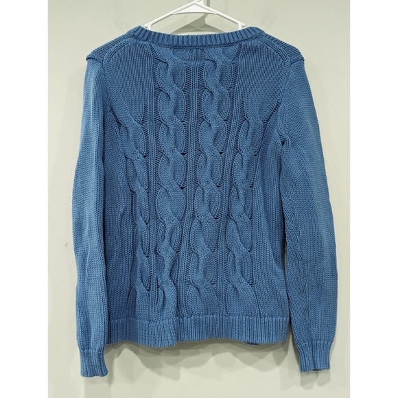 J. Crew Cotton Cableknit Blue Sweater Size Small - Picture 4 of 7